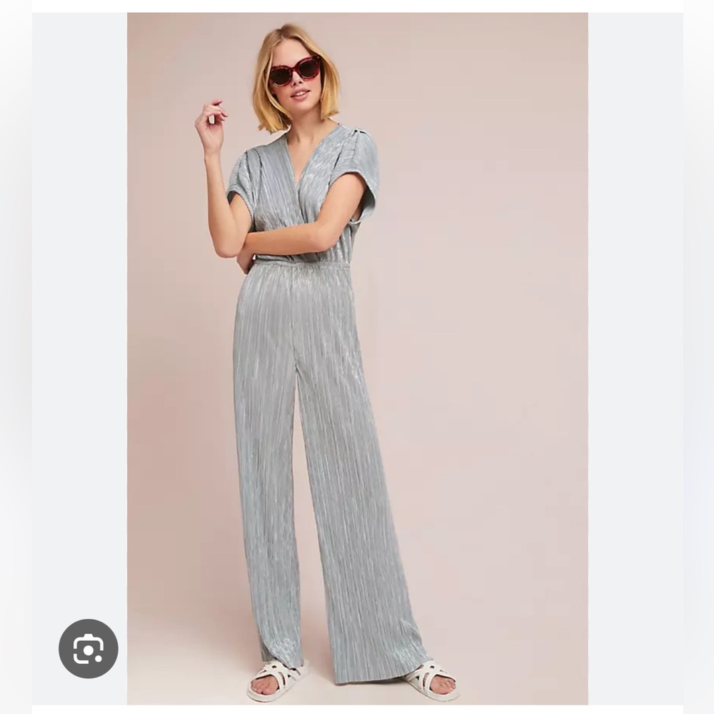 Anthropologie Silver Metallic Jumpsuit